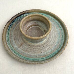 Melinda Ward VA 2001 Handmade Pottery 10in Chip and Dip Platter Glazed Stoneware